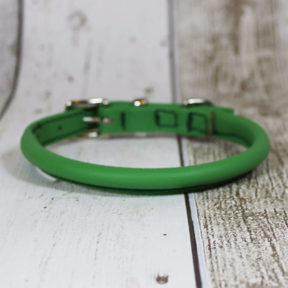 D&H Green Rolled Leather Dog Collar - Image 3