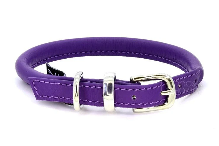 D&H Purple Rolled Leather Dog Collar - Image 4